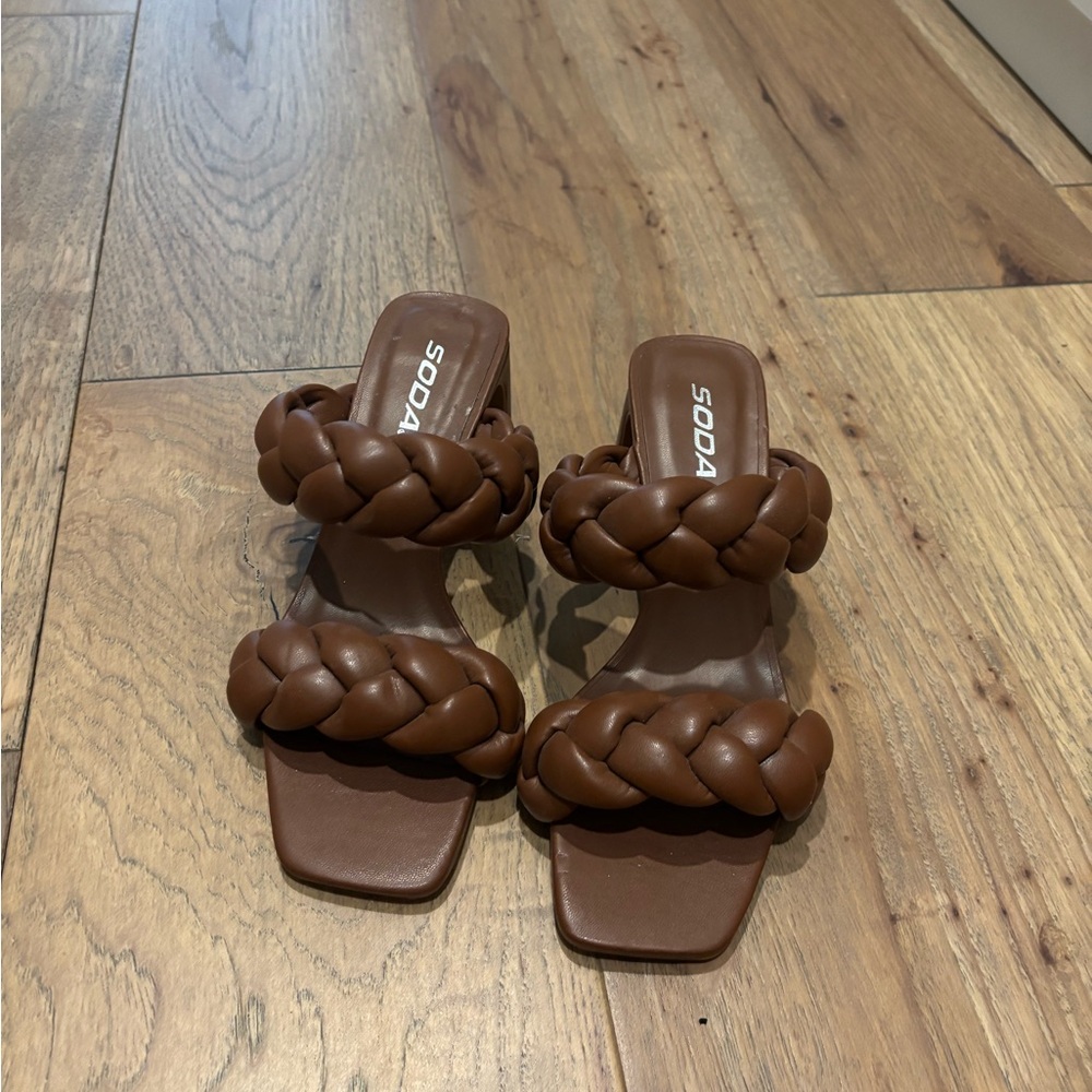 Soda Chocolate Braided Sandals